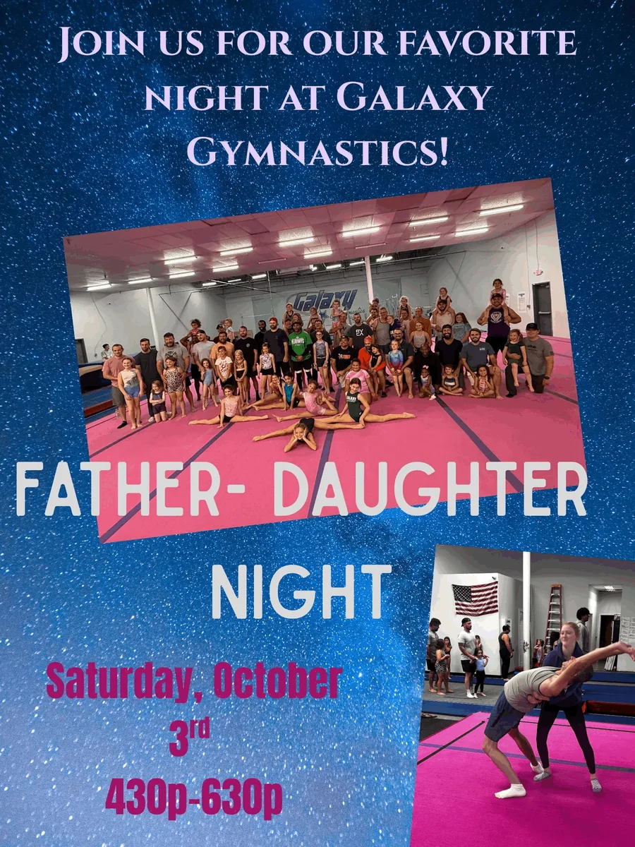 Father-Daughter Night at Galaxy Gymnastics, Saturday October 3, 4:30 to 6:30pm