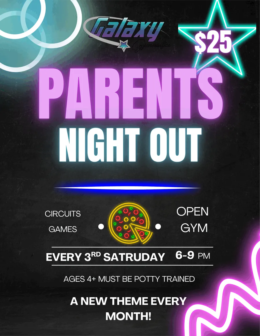 Parents Night Out at Galaxy Gymnastics flyer